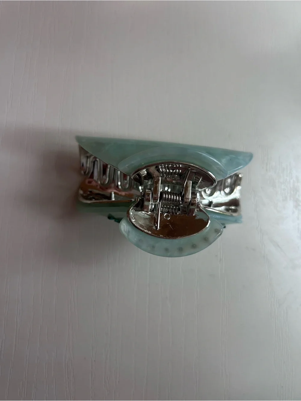 Mint Green Rhinestone Cherry Claw Clip